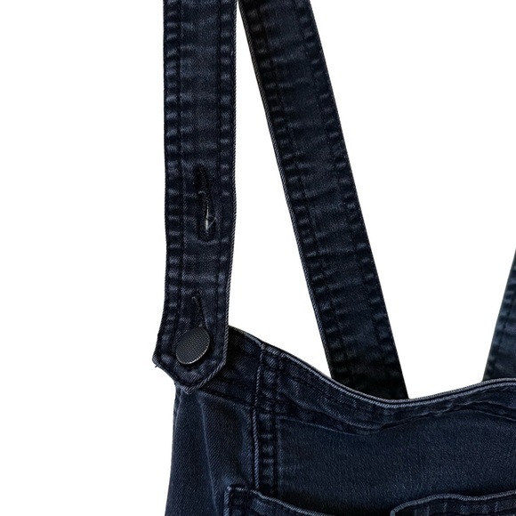 Free People Eclipse Black Bib Overalls Skinny Jean Denim Ankle Stretch - Picture 4 of 10